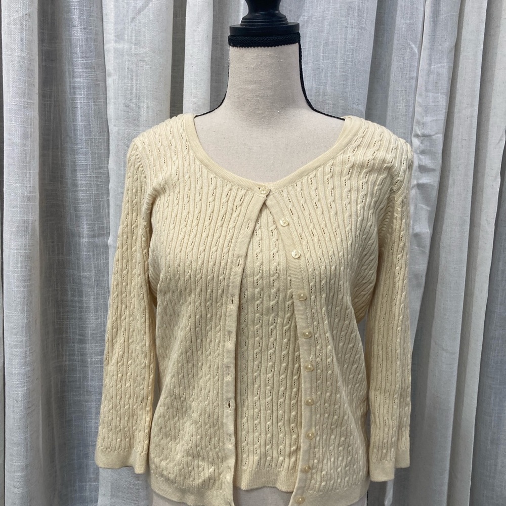 Vintage Buttercream Button-Up Women's Sweater and Tank